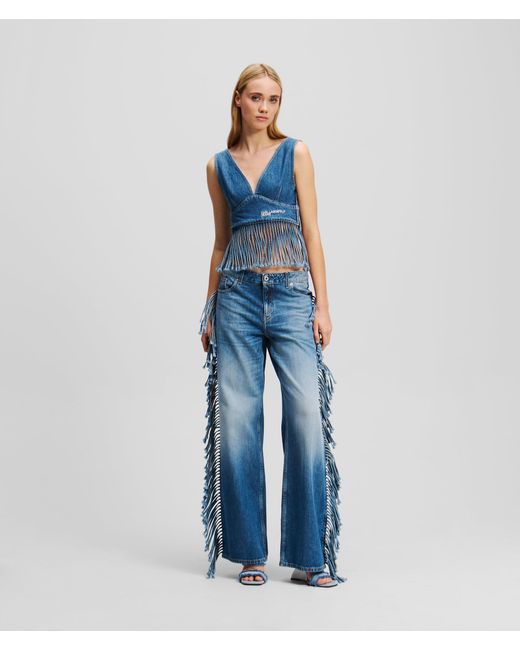 KL Jeans Blue Fringed Relaxed Jeans