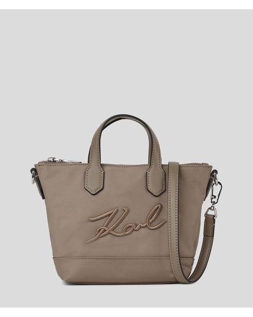 Karl Lagerfeld Gray K/signature Nylon Small Tote Bag