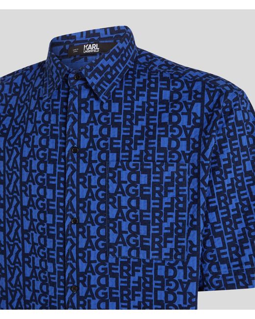 Chemise Tissée Avec Logo Karl Karl Lagerfeld pour homme en coloris Blue