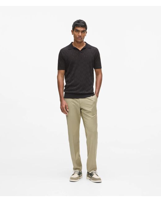 Karl Lagerfeld Black Monogram Knit Polo Shirt for men