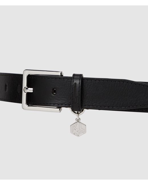 KL Jeans Black Logo Charm Belt