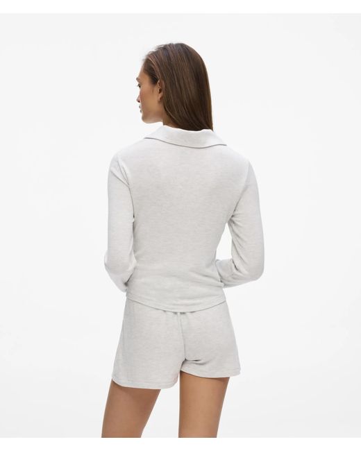 Karl Lagerfeld White Faux-Pearl Loungewear Cardigan