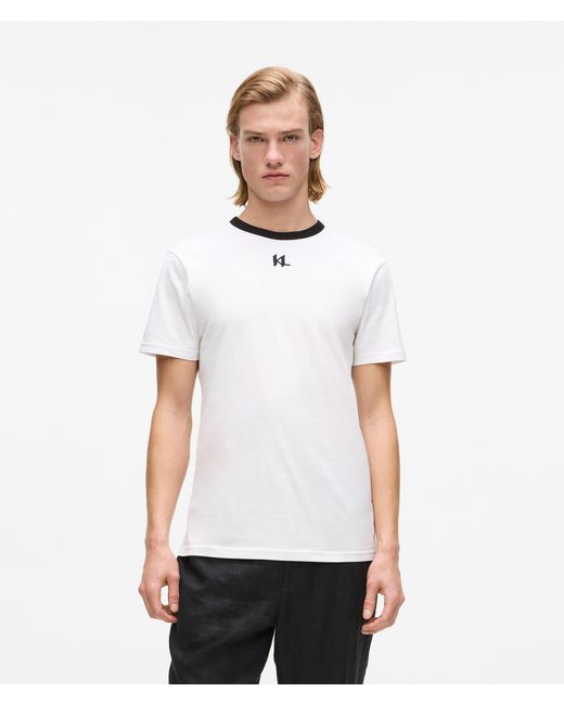 Karl Lagerfeld White Monogram Slim T-Shirt for men