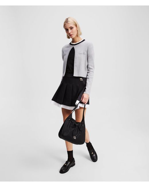 Karl Lagerfeld Black Ikon Pleated Mini Skirt