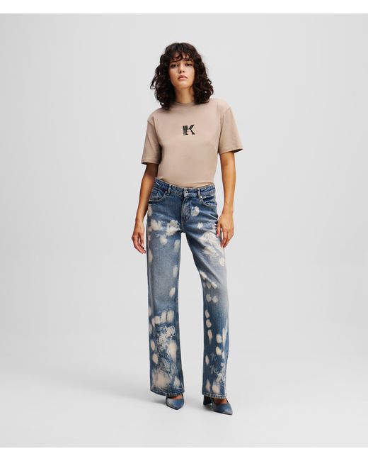 Karl Lagerfeld Blue Bleached Mid-rise Relaxed Jeans