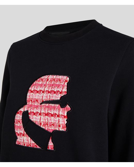 Karl Lagerfeld Black Bouclé Karl Profile Sweatshirt