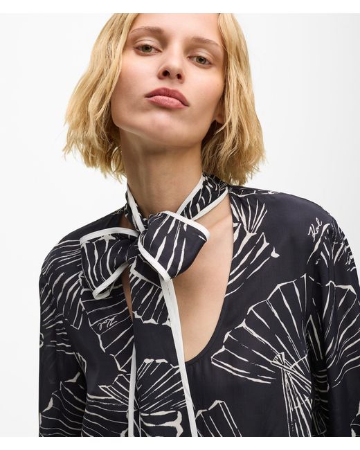 Karl Lagerfeld Gray Fan Print Scarf Top