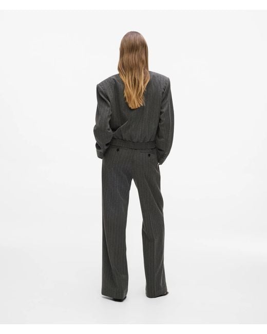 Karl Lagerfeld White Pinstripe Straight-Leg Pants