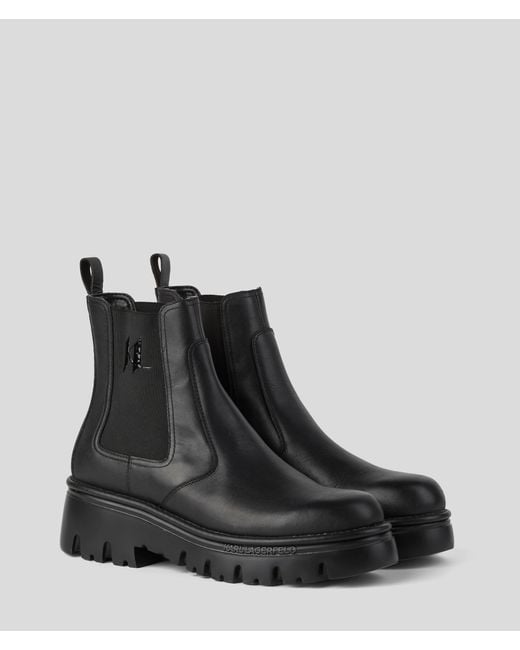 Karl Lagerfeld Black Kl Monogram Kombat Gore Boots for men