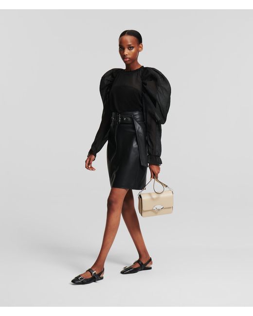 Jupe Style Motard En Simili-cuir Karl Lagerfeld en coloris Black