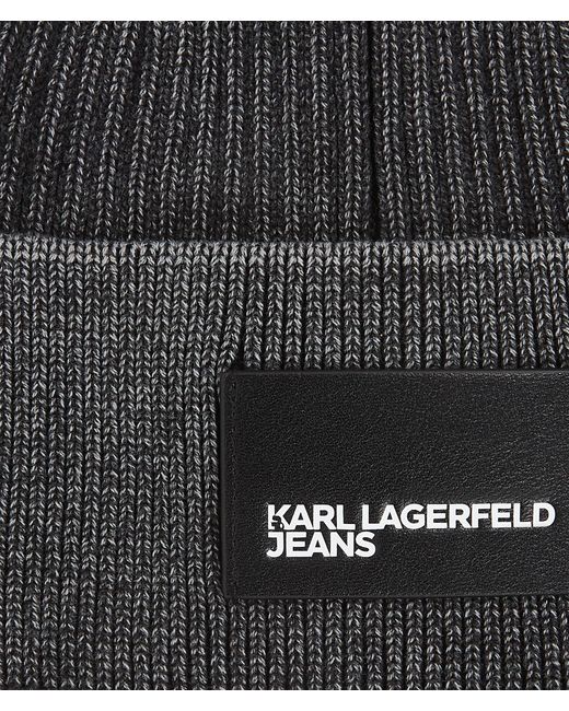 Karl Lagerfeld Black Acid Wash Beanie for men