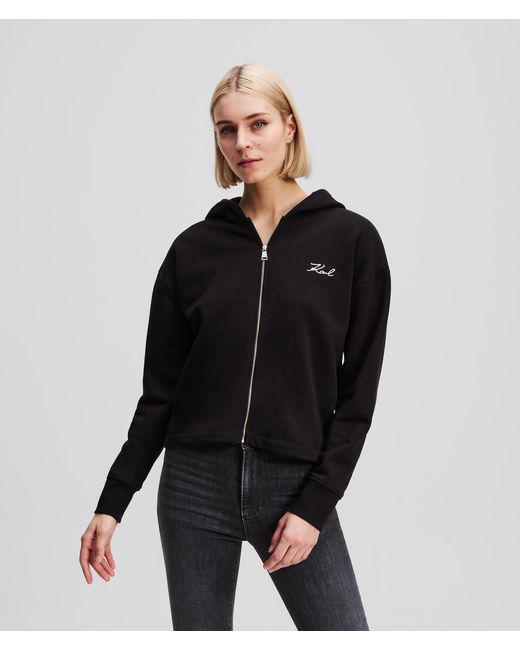 Karl Lagerfeld Black Karl Signature Zip-up Hoodie