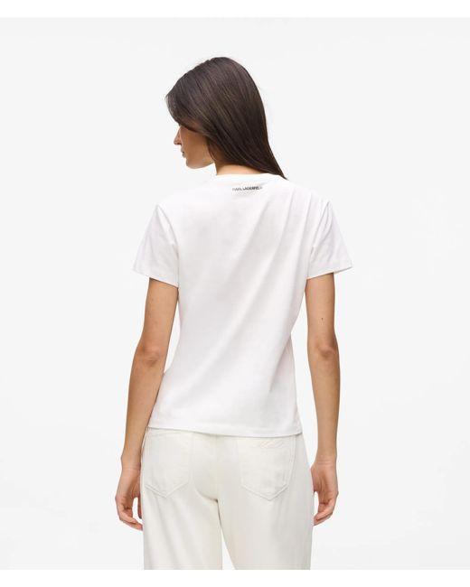 Karl Lagerfeld White Slim-Fit Rue St-Guillaume Glitter T-Shirt