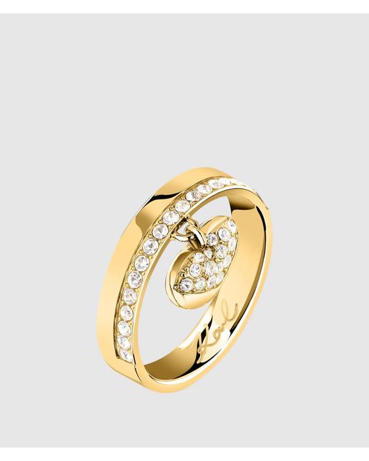 Karl Lagerfeld Metallic Hanging Heart Charm Ring