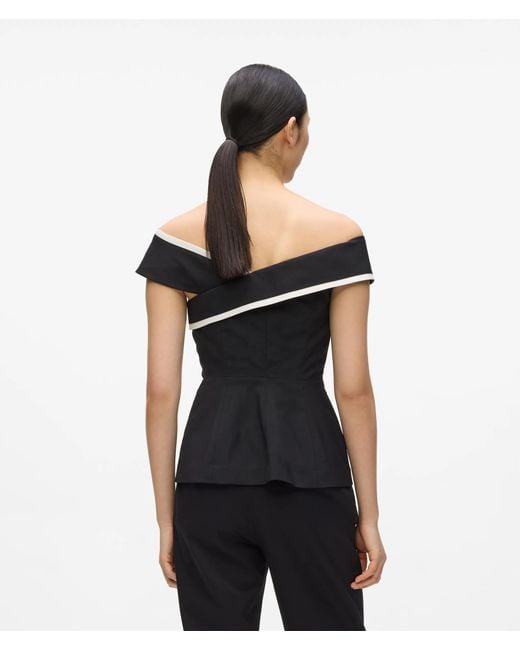 Karl Lagerfeld Black Tailored Off-Shoulder Top