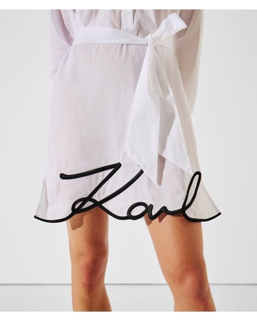 Karl Lagerfeld White K/Signature Beach Shirt Dress