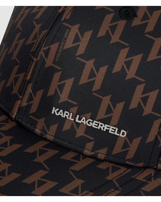 Karl Lagerfeld Black K/Monogram All-Over Print Cap, Multicoloured for men