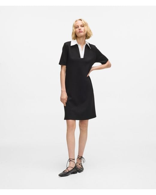 Karl Lagerfeld Blue Signature Collar Polo Dress