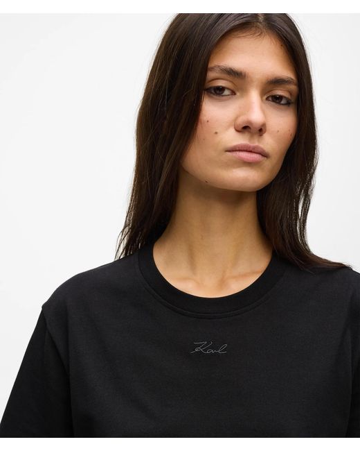 Karl Lagerfeld Black Signature Legeres T-Shirt, Damen, Größe