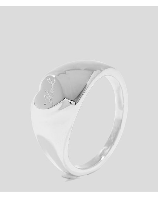 Karl Lagerfeld White Signature Heart Ring