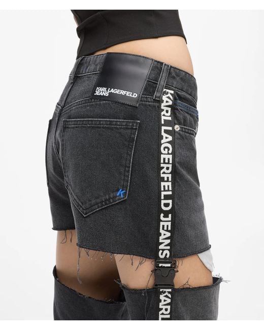 KL Jeans Blue High-Rise Cut-Out Straight Jeans