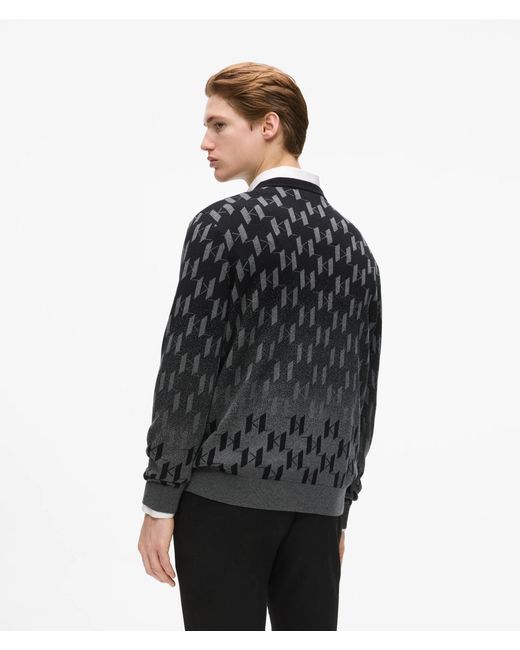 Karl Lagerfeld Black Gradient Monogram Sweater for men