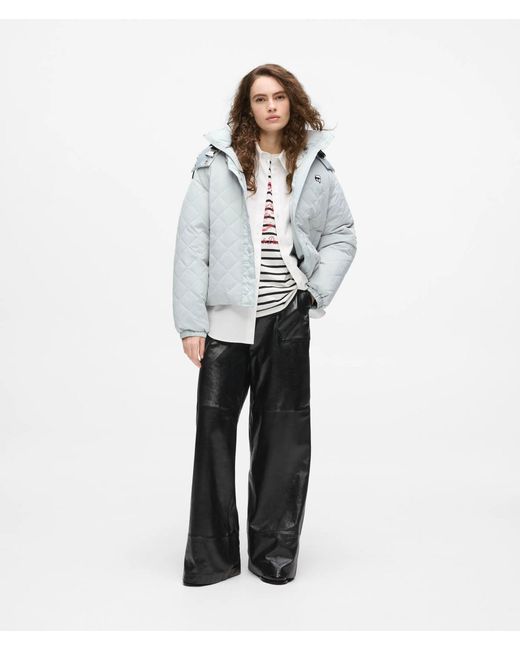 Karl Lagerfeld Gray Ikon Quilted Puffer Jacket