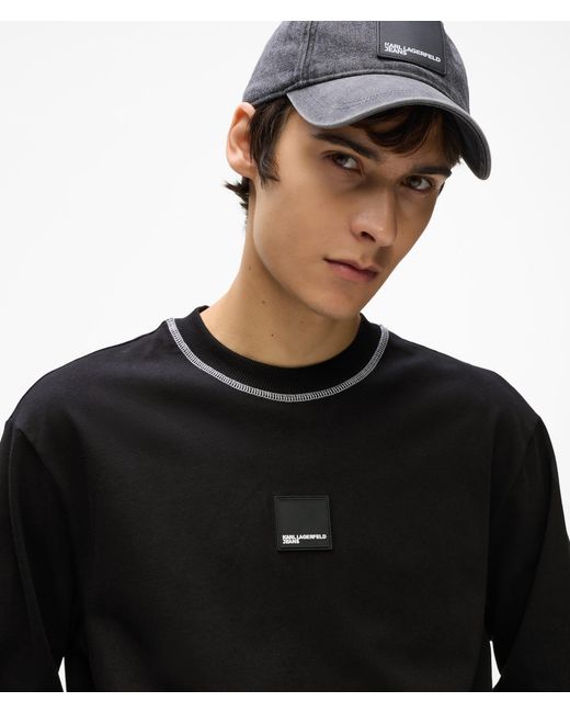 KL Jeans Black Contrast Stitch Long-Sleeved T-Shirt for men