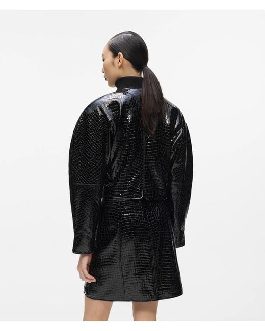 Karl Lagerfeld Black Kl Studio Croco Leather Jacket
