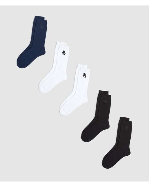 Karl Lagerfeld Blue Kameo Socks – 5-Pack, Multicoloured for men