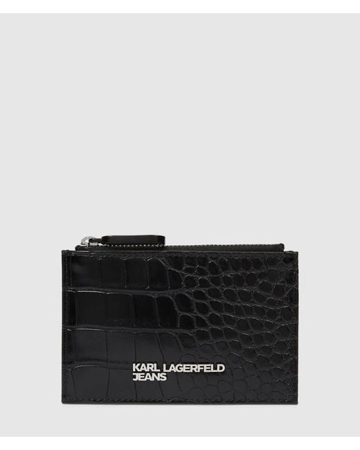 KL Jeans Black Metal Logo Croco Cardholder