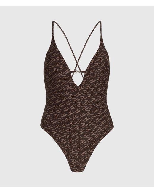 Karl Lagerfeld Brown Autograph Cheeky Swimsuit