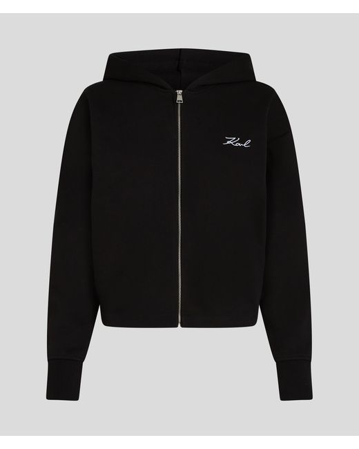 Karl Lagerfeld Black Karl Signature Zip-up Hoodie