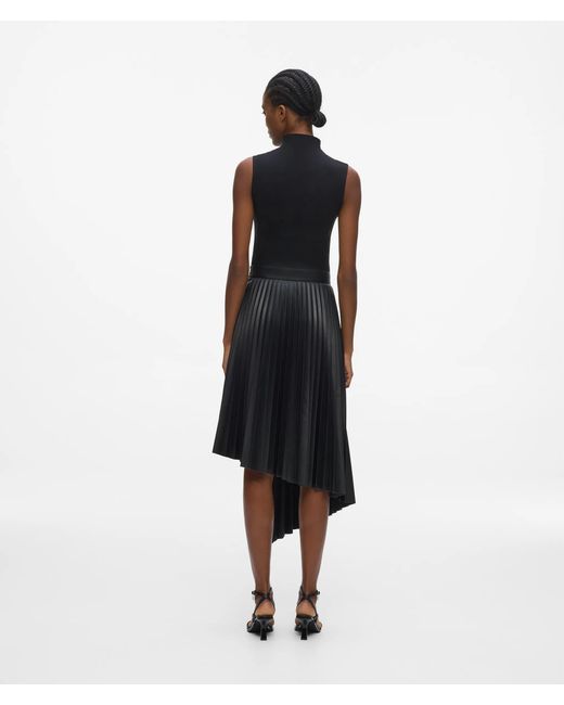 Karl Lagerfeld Blue Pleated Faux-Leather Skirt