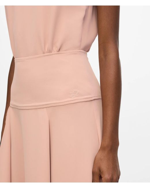 Karl Lagerfeld Pink Frill Hem Maxi Dress