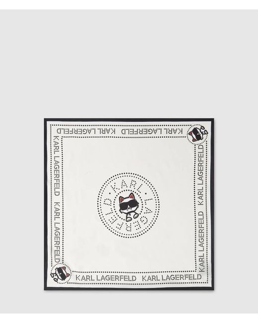 Karl Lagerfeld White Ikon Circle Choupette Scarf
