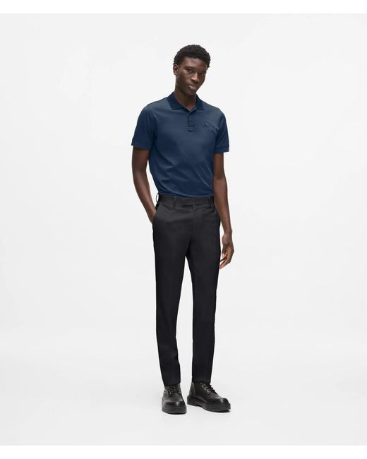 Karl Lagerfeld Blue Snap-Button Polo Shirt for men