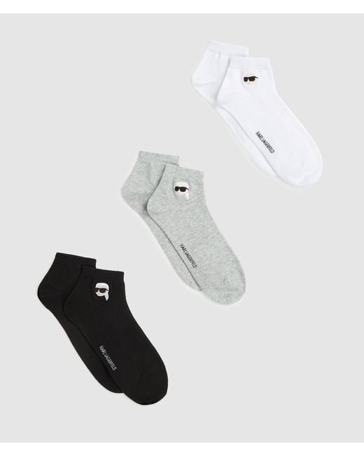 Karl Lagerfeld Metallic Ikon Short Socks – 3-Pack, Multicoloured for men