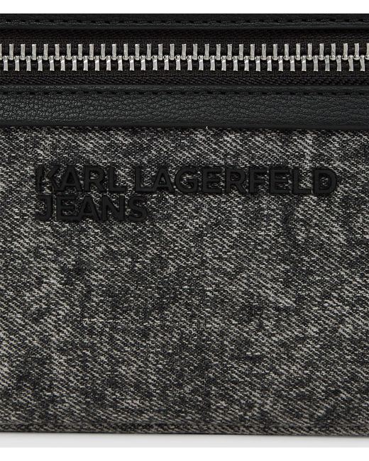 KL Jeans Black Washed Denim Crossbody Bag for men
