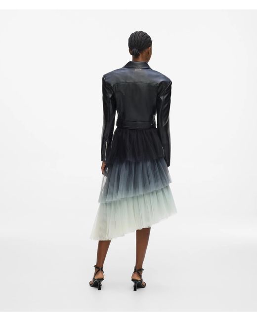 Karl Lagerfeld Blue Asymmetric Ombré Tulle Skirt