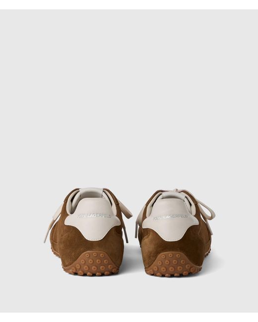 Karl Lagerfeld Brown Astra Volly Suede Sneakers for men