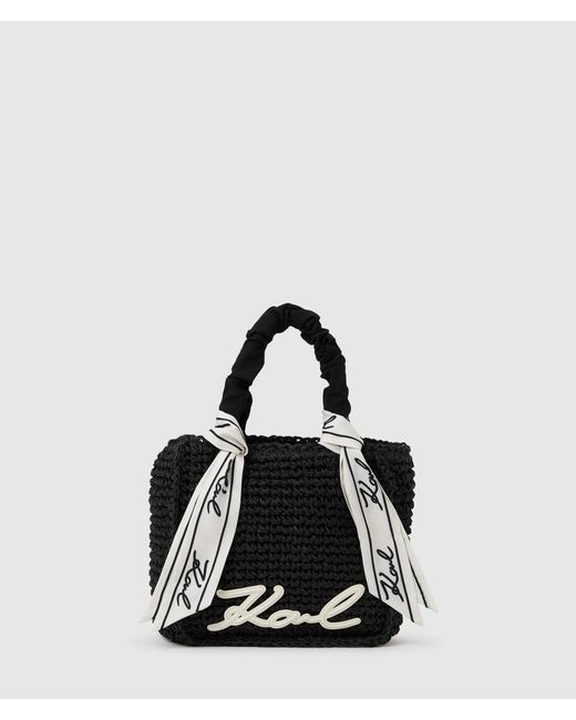 Karl Lagerfeld Black Signature Scarf Beach Bag