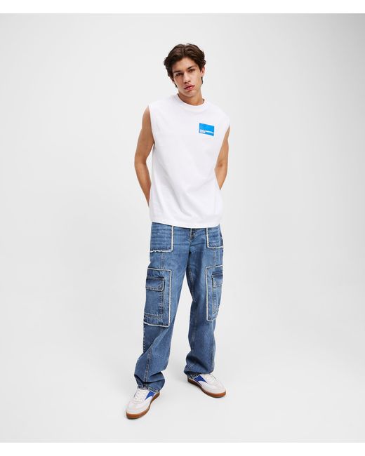 KL Jeans White Box Logo Tank Top for men