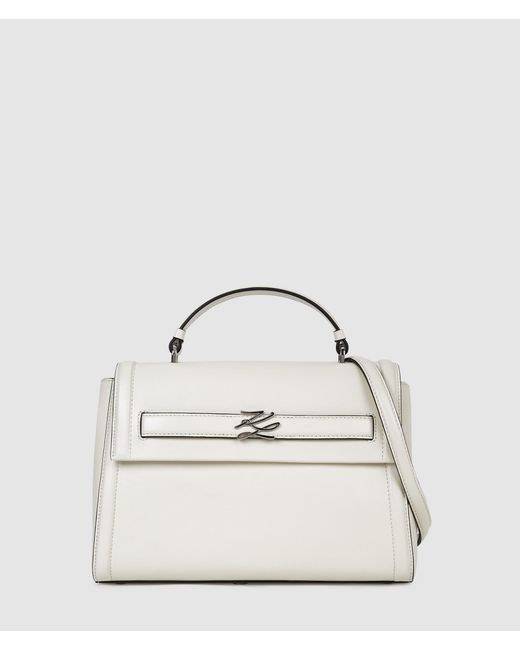 Karl Lagerfeld Natural K/Autograph Medium Top Handle Bag