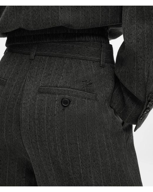 Karl Lagerfeld White Pinstripe Straight-Leg Pants