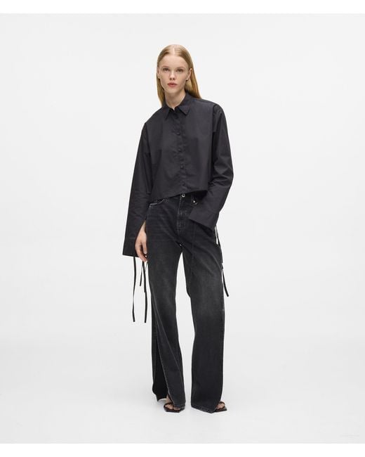 KL Jeans Blue Split-Leg High-Rise Straight Jeans