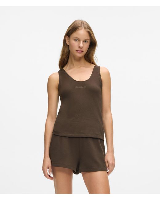 Karl Lagerfeld Green Waffle Loungewear Tank Top