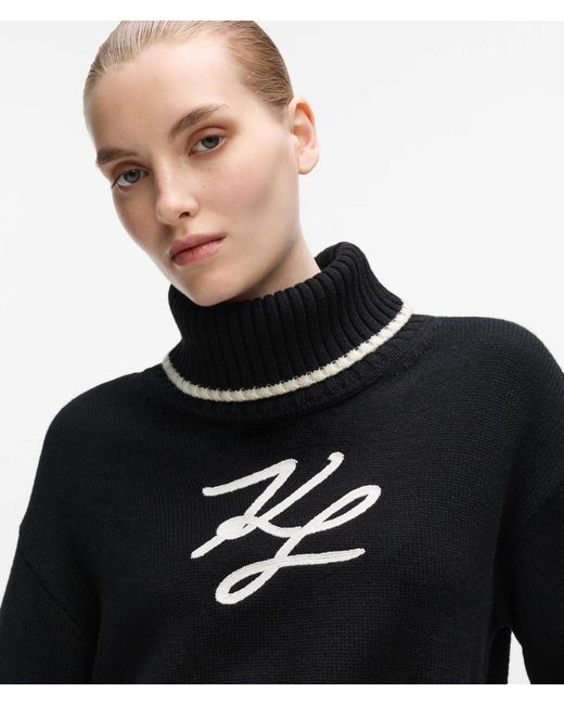 Karl Lagerfeld Black Soutache Turtleneck Sweater