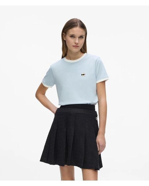 Karl Lagerfeld Blue Ikon Contrast Piping T-Shirt