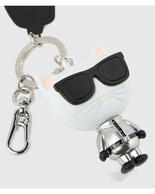 Karl Lagerfeld White Ikon Choupette Ski Keychain, Multicoloured